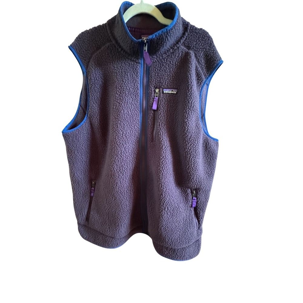 Patagonia Retro Pile Vest Men's XXL Pitron Purple Full Zip Left Chest Zip Pocket